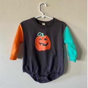 Halloween Pumpkin Oversized Sweatshirt Romper Bodysuit